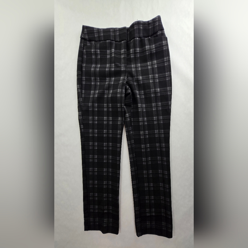 Ann Taylor Petites Dress Pants Straight Leg Black Gray Check Size 0P